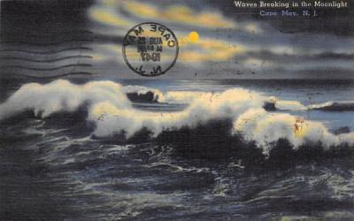 Waves Breaking in the Moonlight Cape May, New Jersey Postcard