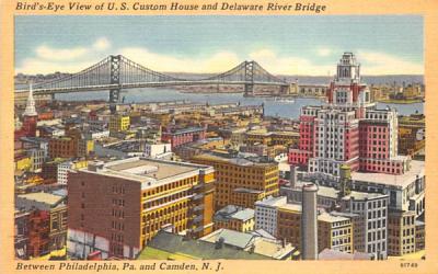 U. S. Custom House, Delaware River Bridge Camden, New Jersey Postcard