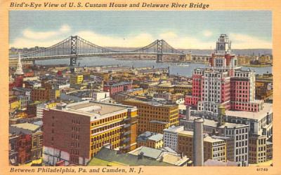 U. S. Custom House, Delaware River Bridge Camden, New Jersey Postcard