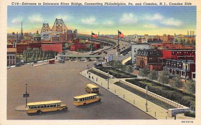 Entrance to Delaware River Bridge Camden, New Jersey Postcard