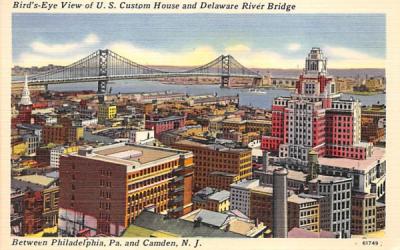 U.S. Custom House, Delaware River Bridge Camden, New Jersey Postcard