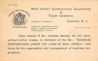 NJ Corporation Guarantee & Trust Company Camden, New Jersey Postcard