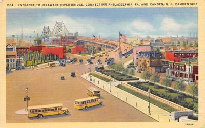 Entrance to Delaware River Bridge Camden, New Jersey Postcard
