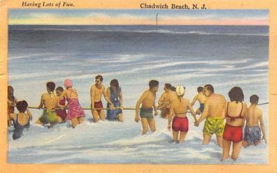Having Lots of Fun Chadwich Beach, New Jersey Postcard