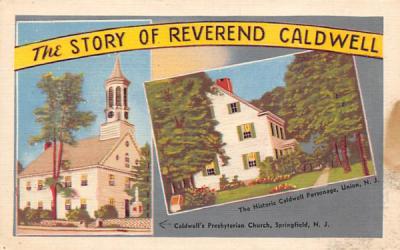 The Story of Reverend Caldwell New Jersey Postcard