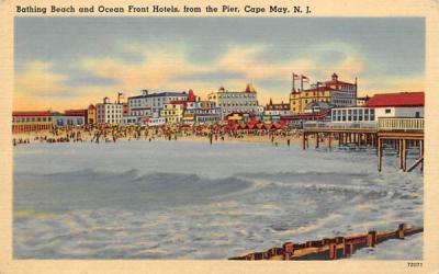 Bathing Beach and Ocean Front Hotels, from Pier Cape May, New Jersey Postcard