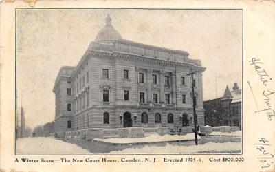 A Winter Scene-The New Court House Camden, New Jersey Postcard