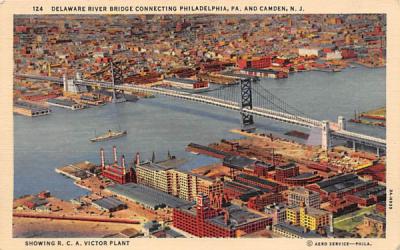 Delaware River Bridge Connecting  Camden, New Jersey Postcard