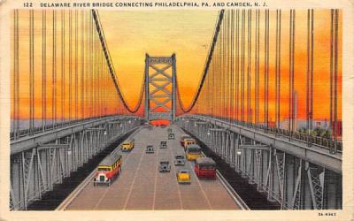 Delaware River Bridge Connecting Camden, New Jersey Postcard