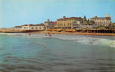 Beach and Hotels Cape May, New Jersey Postcard