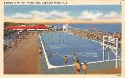 Bathing in the Salt Water Pool Cliffwood Beach, New Jersey Postcard