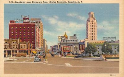 Broadway from Delaware River Bridge Entrance Camden, New Jersey Postcard