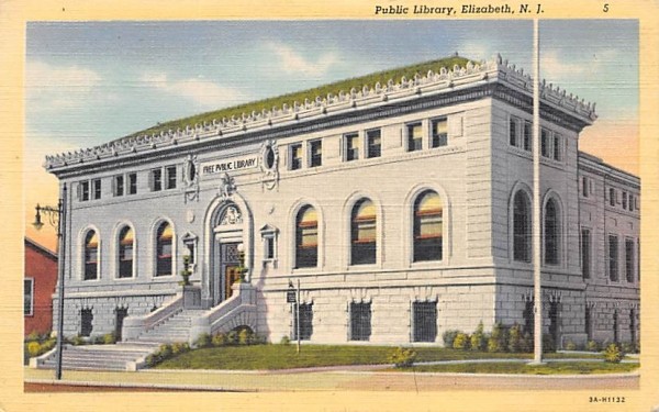 Public Library  Elizabeth, New Jersey Postcard