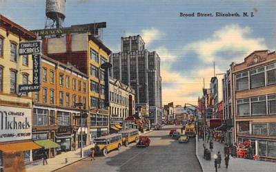 Broad Street Elizabeth, New Jersey Postcard