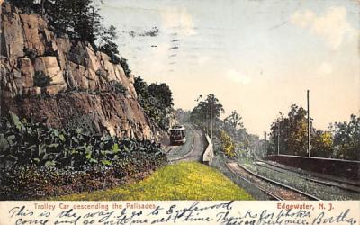 Trolley Car descenging the Palisades Edgewater, New Jersey Postcard