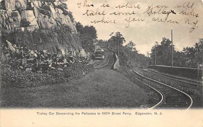 Trolley Car Descending the Palisades Edgewater, New Jersey Postcard