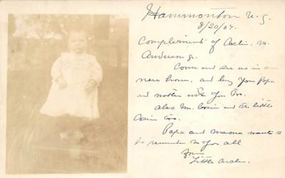 Real Photo of child Hammonton, New Jersey Postcard