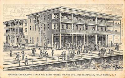 Washington Building, Annex and Bath Houses Holly Beach, New Jersey Postcard