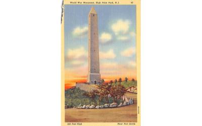World War Memorial High Point Park, New Jersey Postcard