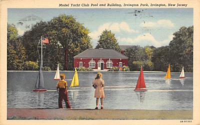 Model Yacht Club Pool and Building Irvington, New Jersey Postcard