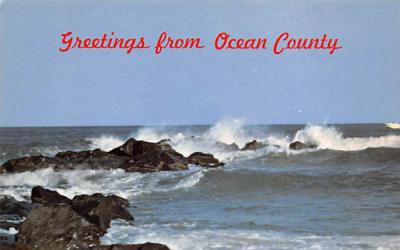 Breakers and Rock Jetty Jersey Shore, New Jersey Postcard