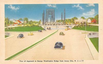 View of Approach to George Washington Bridge Jersey City, New Jersey Postcard