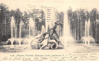 Neptune Fountain, Georgian Court Lakewood, New Jersey Postcard