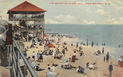 The Beach on at Hot Day Long Branch, New Jersey Postcard