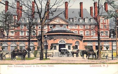 Main Entrance, Laurel in the Pines Hotel Lakewood, New Jersey Postcard