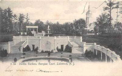 Sunken Gardens, Georgian Court Lakewood, New Jersey Postcard