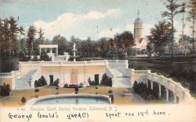Georgian Court, Sunken Gardens Lakewood, New Jersey Postcard