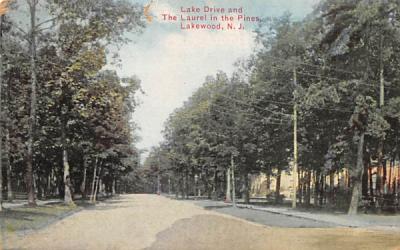 Lake Drive and The Laurel in the Pines Lakewood, New Jersey Postcard