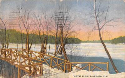 Winter Scene Lakewood, New Jersey Postcard