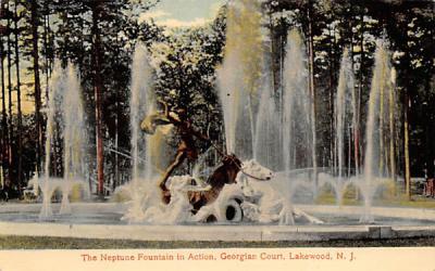 The Neptune Fountain in Action, Georgian Court Lakewood, New Jersey Postcard