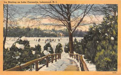 Ice Skating on Lake Carasaljo Lakewood, New Jersey Postcard