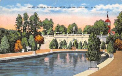 Sunken Garden, Georgian Court College Lakewood, New Jersey Postcard