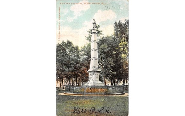 Soldier's Monument Morristown, New Jersey Postcard