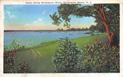 Scene Along Manasquan River Manasquan Beach, New Jersey Postcard