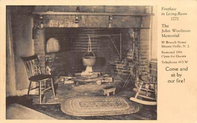 Fireplace in Living-Room Mt Holly, New Jersey Postcard
