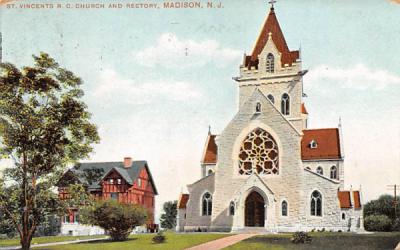 St. Vincents R. C. Church and Rectory Madison, New Jersey Postcard