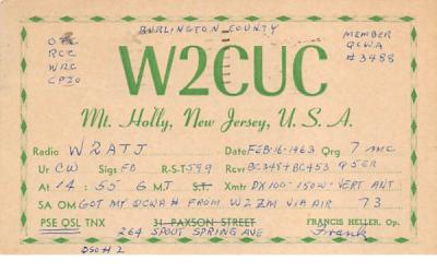 W2CUC Mt Holly, New Jersey Postcard