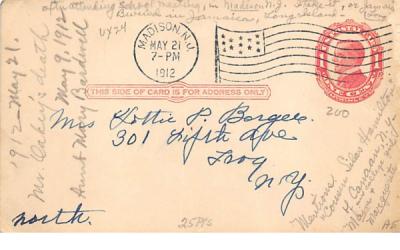 Postal Card, Postal marked Madison NJ New Jersey Postcard