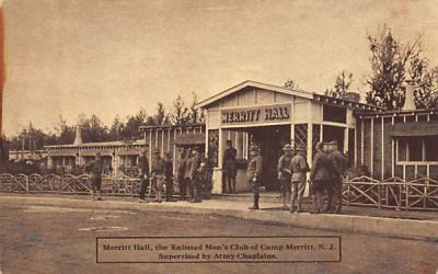 Merritt Hall, the Enlisted Men's Club of Camp New Jersey Postcard
