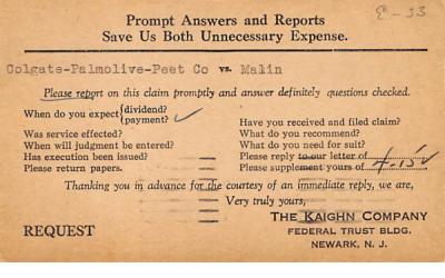 The Kaighn Company Newark, New Jersey Postcard