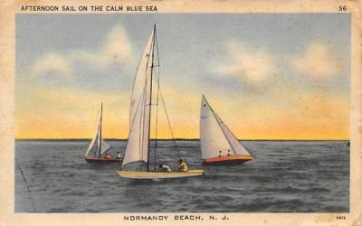 Afternoon Sail on the Calm Blue Sea Normandy Beach, New Jersey Postcard