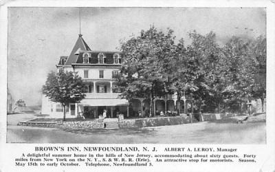 Brown's Inn Newfoundland, New Jersey Postcard