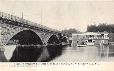 Albany Street Bridge and Boat House New Brunswick, New Jersey Postcard