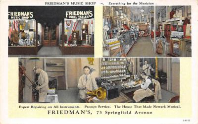 Friedman's Music Shop Newark, New Jersey Postcard