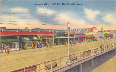 Boardwalk at 10th St. Ocean City, New Jersey Postcard