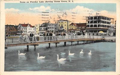 Scene on Fletcher Lake showing Ocean Grove New Jersey Postcard
